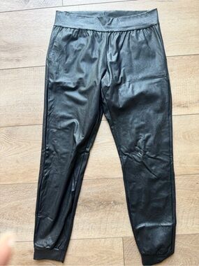 Commando Black Faux Leather Joggers